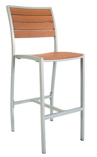 Teak Faux Slat Restaurant Outdoor Barstools with Grey Finish @ comfortable price
