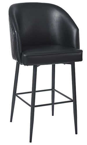 Black Barrel  Upholstered Arm Bar Stool