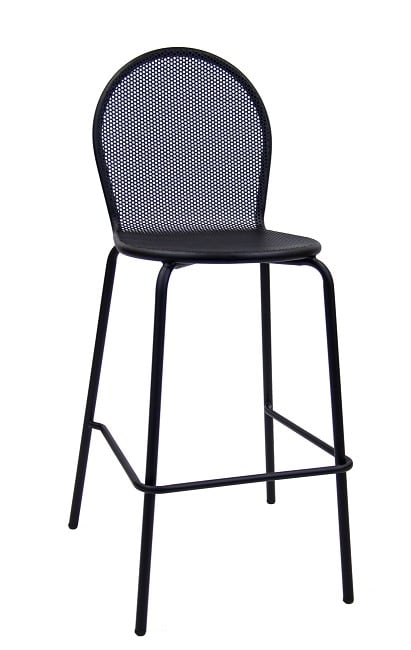 Outdoor Stackable Dining Barstool – Black Mesh Metal, Commercial Grade Outdoor Stackable Dining Barstool – Black Mesh Metal, Commercial Grade