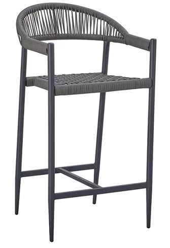 Rope Dark Gray Terylene Woven Restaurant Patio  Arm Bar Stool â€“ Indoor/Outdoor