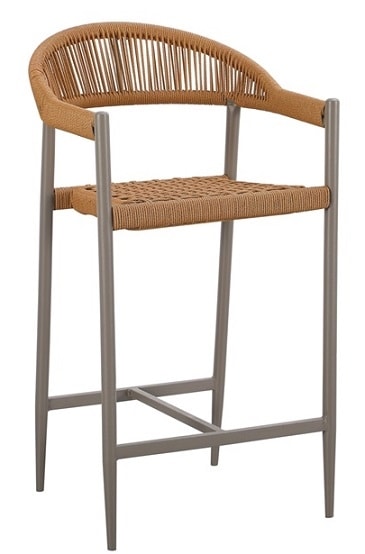 Rope Tan Floating Back Terylene Woven Restaurant Patio Arm Bar Stool – Indoor/Outdoor Rope Tan Floating Back Terylene Woven Restaurant Patio Arm Bar Stool – Indoor/Outdoor