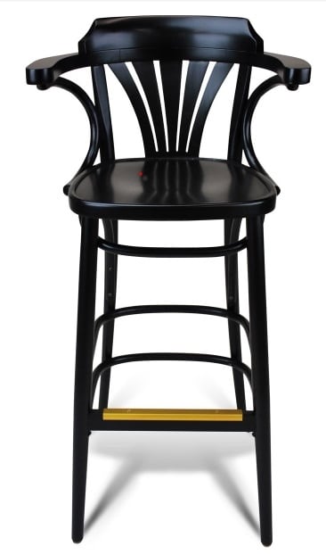 Fan Back Bent Wood Restaurant Barstool with Padded Seat