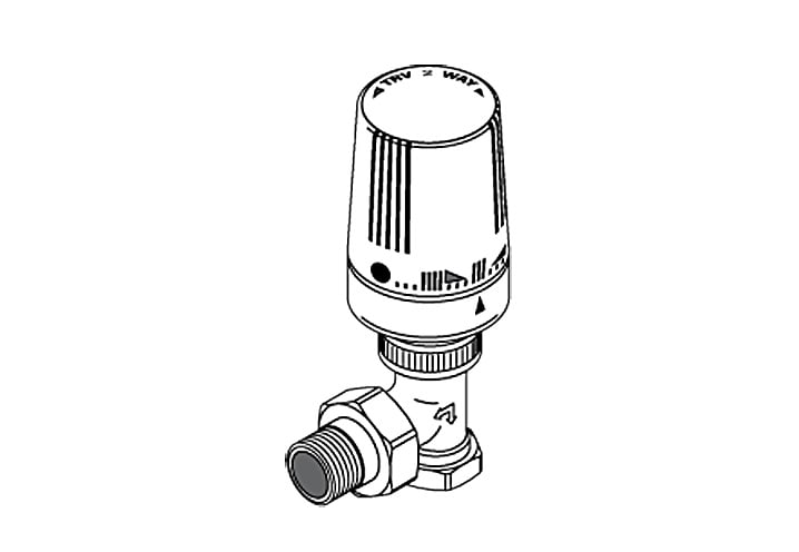 Thermostatic Radiator Valve, Body and Head, 1/2" Vertical