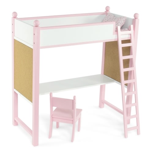 18-Inch Doll Furniture Loft Bed and Desk Combo fits American