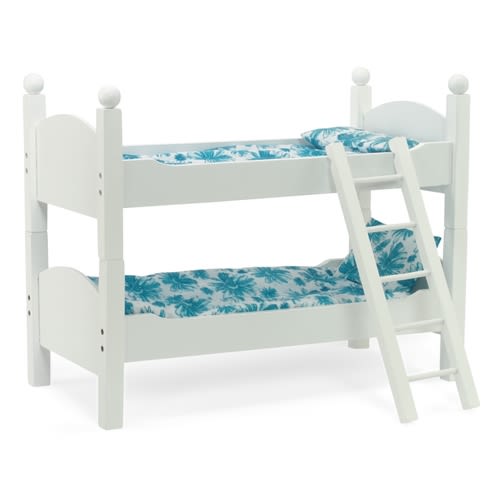 18-Inch Doll Furniture White Stackable Bunk Bed with Ladder