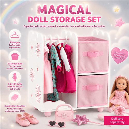 18-Inch Doll Furniture - Open Wardrobe Closet - fits American Girl ® Dolls