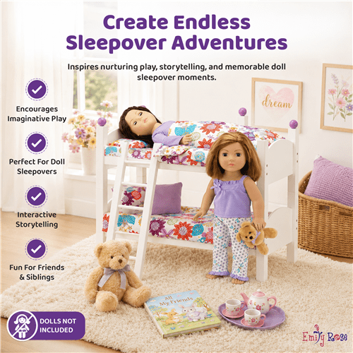 18-Inch Doll Furniture - White Stackable Bunk Bed with Ladder - fits American Girl ® Dolls