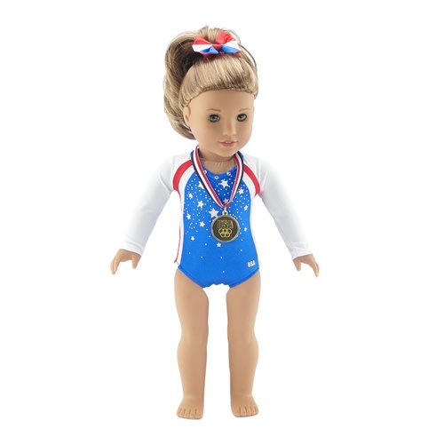 18-inch Doll Clothes Gymnastics Leotard plus Gold Medal and Hair