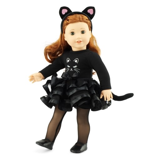 18-Inch Doll Clothes - Black Cat Costumer Outfit with Headband - fits  American Girl  Dolls