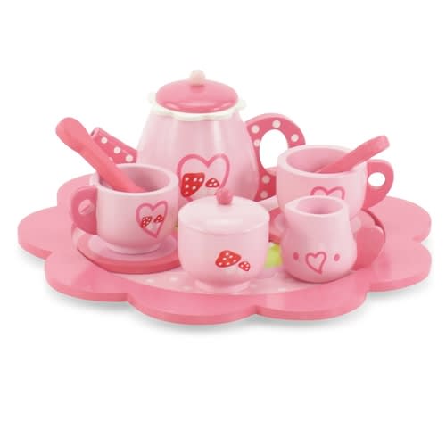 18-inch Doll Accessories Gorgeous Pink Tea Set with Tray, Teapot