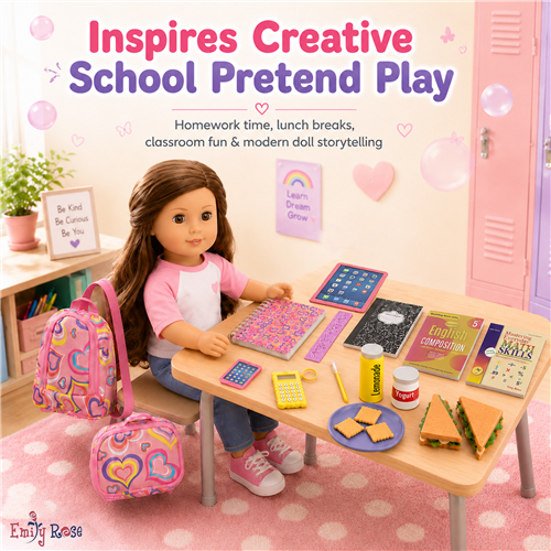 School Essentials Value Bundle: Book Bag, Lunch Box and Accessories -  Playful Hearts