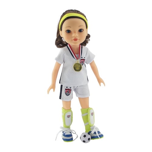 14-Inch Doll Clothes - Team USA-Inspired 8 Piece Soccer Uniform Outfit - fits Wellie Wishers ® Dolls