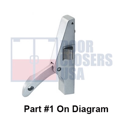 261M Part #1, Aluminum Active Right Side Body and Arm Assembly For Right Hand Reverse Cross Bar Rim Panic Exit Hardware