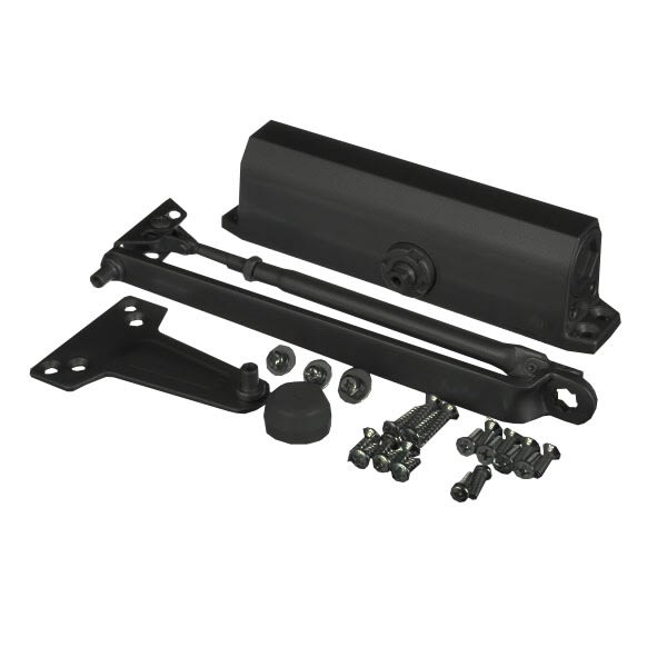 63Z0 9-1/16 in. x 3/4 in. Commercial Door Closer With Flat Face, Close Speed, Latch Speed, and Backcheck Speed, Fixed Spring Size, Dark Bronze Finish