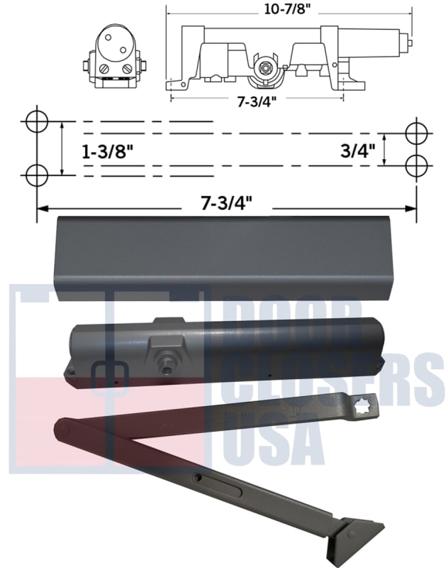 669G 7-3/4 in. Commercial Door Closer Retrofit Kit With Conversion Plate, Adjustable Size 1-6, Dark Bronze Finish