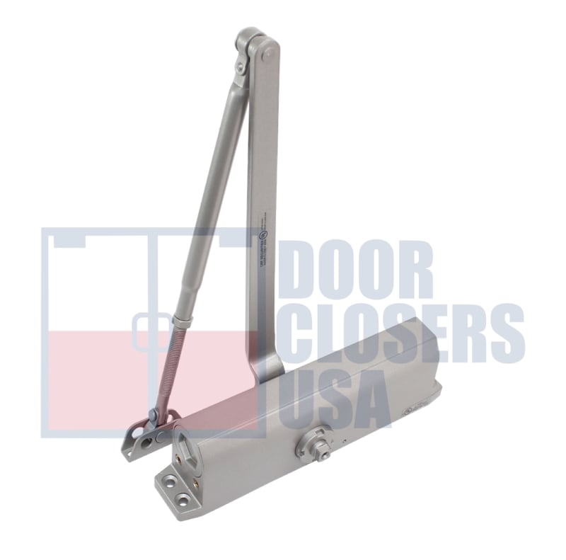 7M37 9-1/16 in. x 3/4 in. Surface-Mount Door Closer, ANSI A156.4, Grade 1 ADA / Barrier Free, Adjustable Size 15, For Doors Weighing 30-260 lbs., No Cover, Aluminum Finish