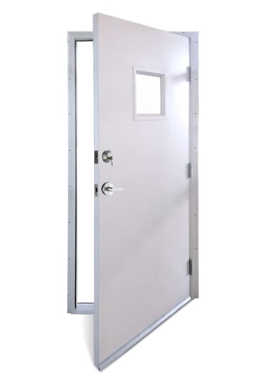 Mobi-Lite 34-3/4 in. x 78-5/8 in. Mobile Office Door, Pre Hung Commercial Steel Door With Deadbolt Lock and Square Glass For Modular Office Building