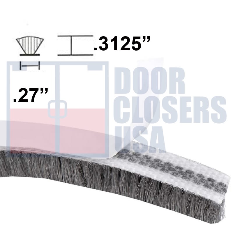 Adhesive Pile Weatherstripping - .27" Backer Width, 5/16" Pile Height, 17' Roll - Gray Brush Adhesive Pile Weatherstripping - .27" Backer Width, 5/16" Pile Height, 17' Roll - Gray Brush