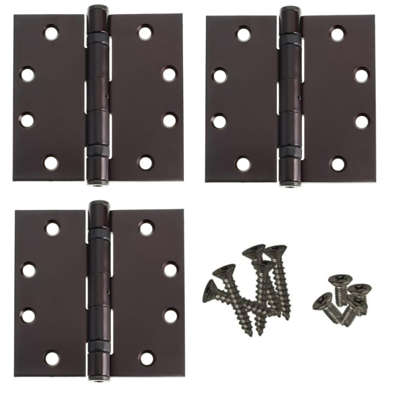 Standard Weight 4.5 in. x 4.5 in. Ball Bearing Non Removable Pin Hinge, US10B Oil Rubbed Bronze Finish, Pack Of 3