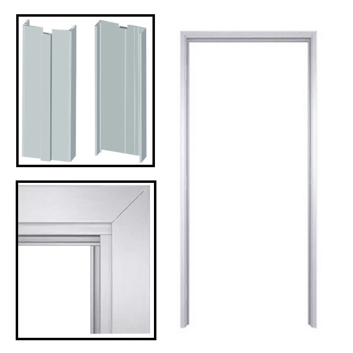 42 in. x 80 in. Commercial Interior Left Hand Aluminum Drywall Knock Down Frame For Wood Door, Fits A 6-1/8 in. Overall Wall Thickness, Clear Anodized