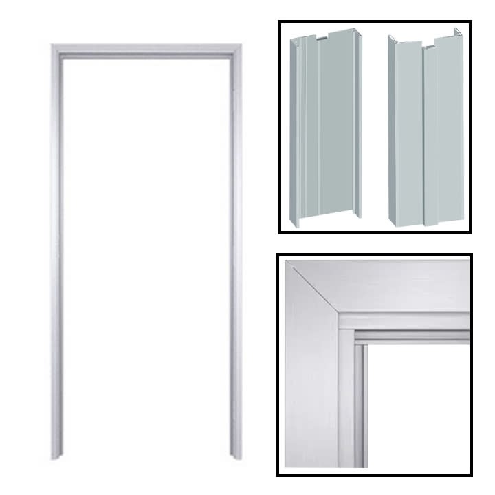 42 in.  x 84 in. Commercial Interior Right Hand Aluminum Drywall Knock Down Frame, For A 7-1/4 in. Overall Wall Thickness, Clear Anodized