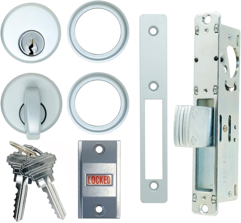 Arch Aluminum ADA Compliant Storefront Door Deadlock Kit With Mortise Key Cylinder, Thumbturn