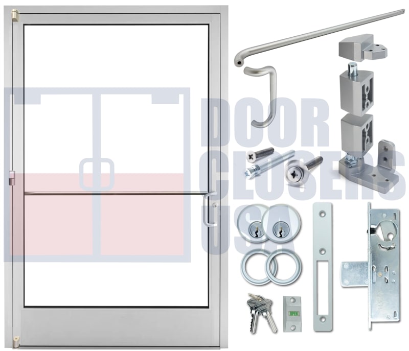 Alumitrex (4080) 48 in. x 96 in. Right Hand Commercial ADA Door, Single Swing Storefront Entry, Clear Anodized Finish, Glass Not Included