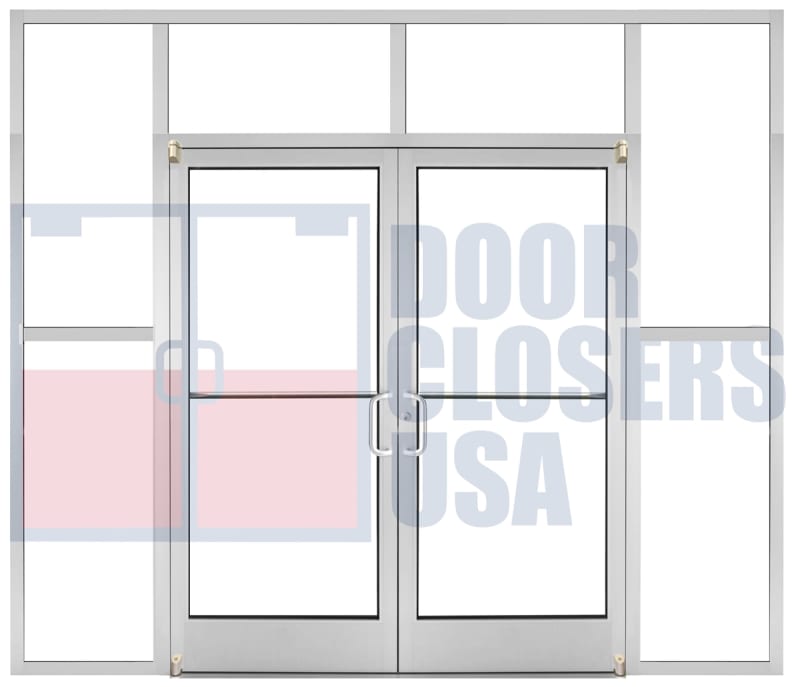 72 in. x 84 in. (6070) Pre-Assembled Commercial Glass Double Door With Pre-Fabricated Knock Down Double Sidelite Transom Frame, Clear Anodized Finish, Glass Not Included (3-4 Week Production Time)