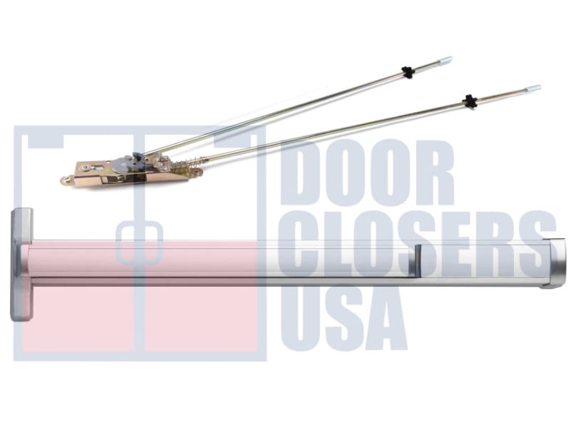 Calibre Door Closers 9100-1-36-LHR-AL Left Hand Reverse Concealed Vertical Rod Panic Exit Device For 36 in. x 84 in. Door, Aluminum Finish