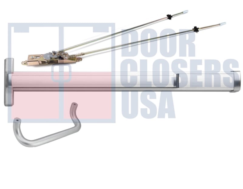 Calibre Door Closers 9100-3-36-LHR-AL Left Hand Reverse Concealed Vertical Rod Panic Exit Device With Outside Pull Handle For 36 in. x 84 in. Door, Aluminum Finish