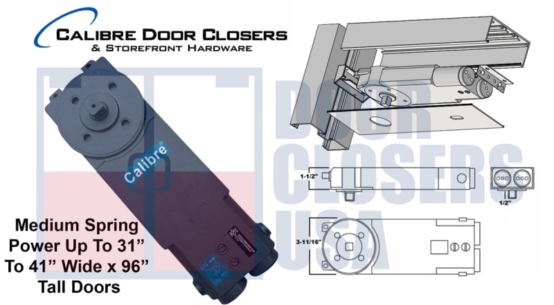 Calibre Door Closers 2200 Series Overhead Concealed 2232 Closer Body, 90 Degree Swing Open, Hold Open Function, With Medium Spring Power