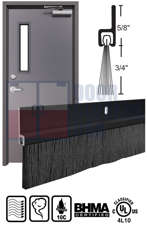 Ceco 36" Fire-Rated Brush Door Sweep for Hollow Metal Doors - Black Anodized, UL Smoke & Positive Pressure Ceco 36" Fire-Rated Brush Door Sweep for Hollow Metal Doors - Black Anodized, UL Smoke & Positive Pressure