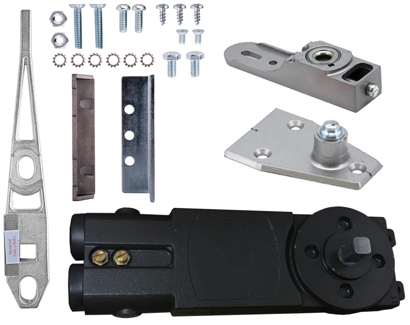 Coral AP OHCC Concealed Closer Side Load Kit 1, With Center Hung Side Load Arm and Floor Pivot (1-1/2 in. Door Rail Depth)