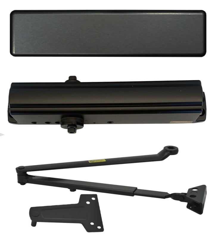 CR Laurence CRL 11-1/8 in. x 3/4 in. Commercial Door Closer With Adjustable Spring Size 2-6, Adjustable Closing and Latch Sweep, ADA Compliant, Dark Bronze Finish