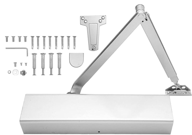 CRP Securities 12 in. x 3/4 in. ADA Barrier Free Commercial Door Closer, Full Cover, Fully Adjustable Spring Size 1-6, With Closing Speed and Backcheck Adjustment, Aluminum Finish