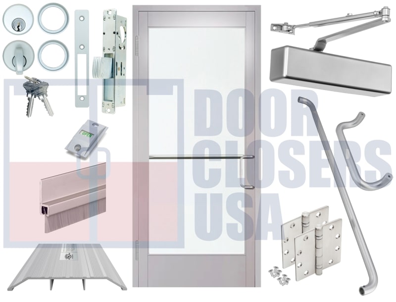 DC Aluminum 36" x 84" Pre-Hung Medium Stile Storefront Door  1" Low-E Insulated Glass, ADA & Code Compliant, Made in USA