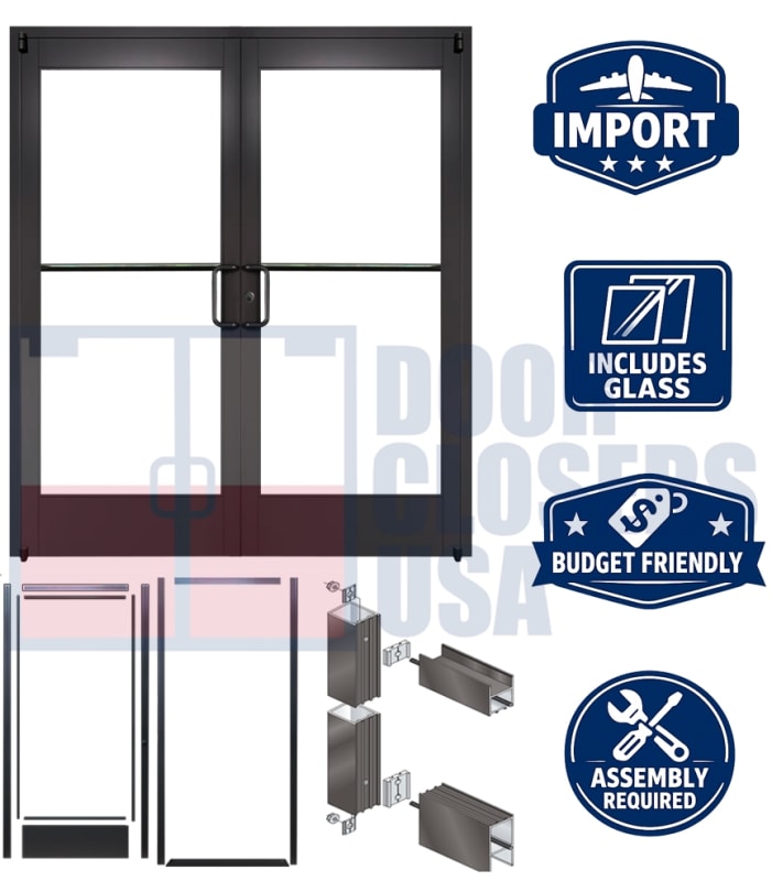 Entrance-Lite Value Engineered Import Storefront Entrance System 72" x 84" Double Door & Frame - Knock Down, Dark Bronze Anodized (7-10 Day Production Time)