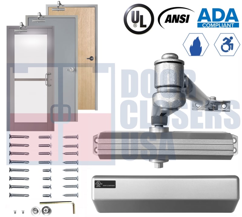 ES4100 Regular Arm Door Closer - Aluminum - Grade 1 Adjustable