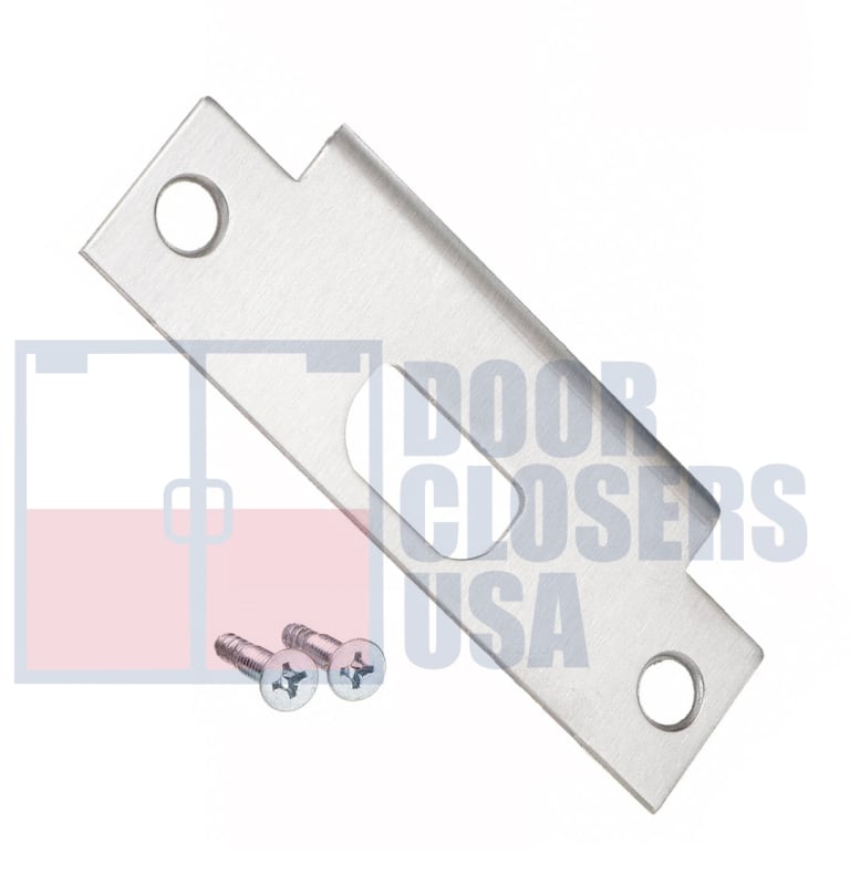 Falcon Replacement ANSI 1-1/4 in. x 4-7/8 in. Strike Plate With 1-3/16 in. Lip For 3-3/8 in. Rose Trim Lock, 626 Satin Chrome Finish