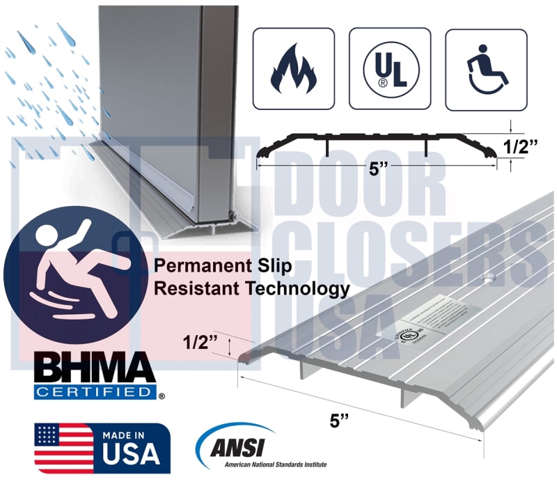Slip Resistant Commercial Door Threshold 5" x 1/2" x 38" - ADA & Fire-Rated, UL Listed, Made in USA | GapFixâ„¢ Slip Resistant Commercial Door Threshold 5" x 1/2" x 38" - ADA & Fire-Rated, UL Listed, Made in USA | GapFixâ„¢