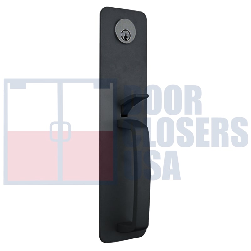 Global Door Controls Entrance Handle With Thumbpiece For 2-3/16 in. Wide x 6-1/8 in. Tall Chassis Head, 2-1/4 in. Tall Push Bar Rim Panic Bar, Dark Bronze Finish