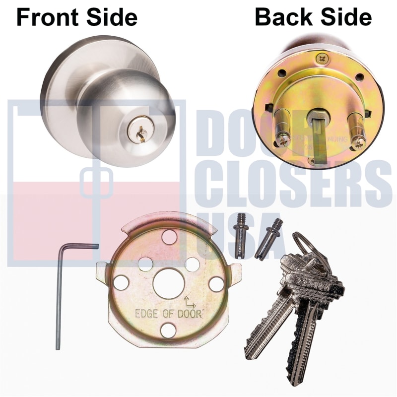 Global Door Controls Storeroom Knob Trim For 2-3/16 in. Wide x 6-1/8 in. Tall Chassis Head, 2-1/4 in. Tall Push Bar Rim Panic Bar, US32 Satin Stainless Steel Finish
