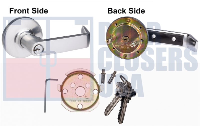 Global Door Controls Storeroom Lever Trim For 2-3/16 in. Wide x 6-1/8 in. Tall Chassis Head, 2-1/4 in. Tall Push Bar Rim Panic Bar, US26D Satin Chrome Finish