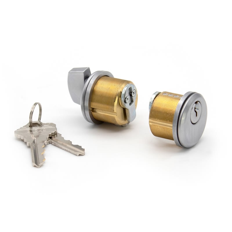 Mortise Lock Cylinder and Thumbturn Set, Satin Anodized Finish For Herculite Door Rail Locks