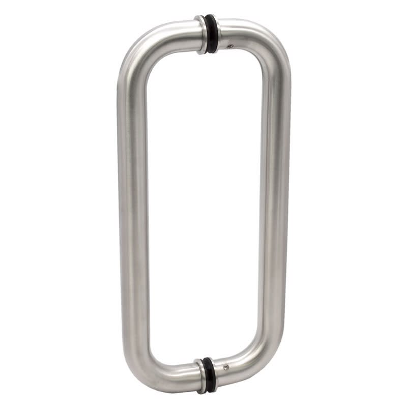 Glass Door 12 in. Back To Back Straight Pull Handle Set, 1 in. Diameter, Brushed Stainless Steel Finish