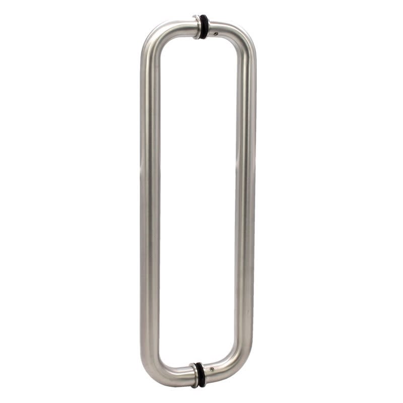 Glass Door 18 in. Back To Back Straight Pull Handle Set, 1 in. Diameter, Brushed Stainless Steel Finish