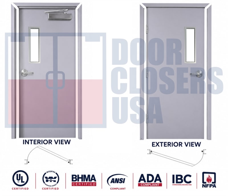 Interior Hollow Metal Door with ADA Vision Lite & Drywall Frame Package - 36" x 84" Commercial Steel Door, Left Hand Reverse