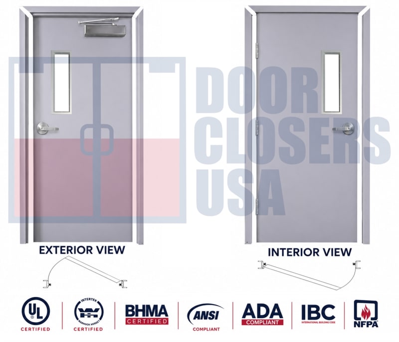 Interior Hollow Metal Door with ADA Vision Lite & Drywall Frame Package - 36" x 84" Commercial Steel Door, Right Hand