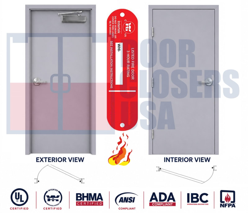 180 Min Fire Rated Exterior Hollow Metal Door & Frame Package - 36" x 84" Flush Steel Door, Right Hand