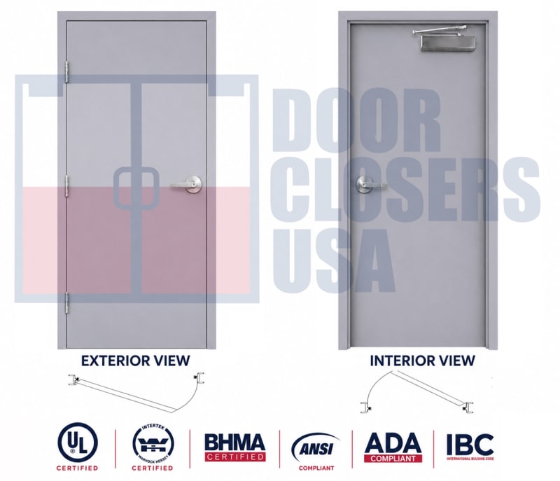 Exterior Hollow Metal Door & Frame Package - 36" x 84" Flush Commercial Steel Door, Left Hand Reverse